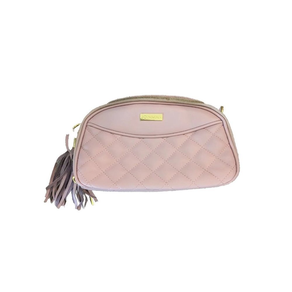 Joy & Iman Diamond Quilted Genuine Leather Crossbody with RFID Dark Blush - Picture 15 of 16